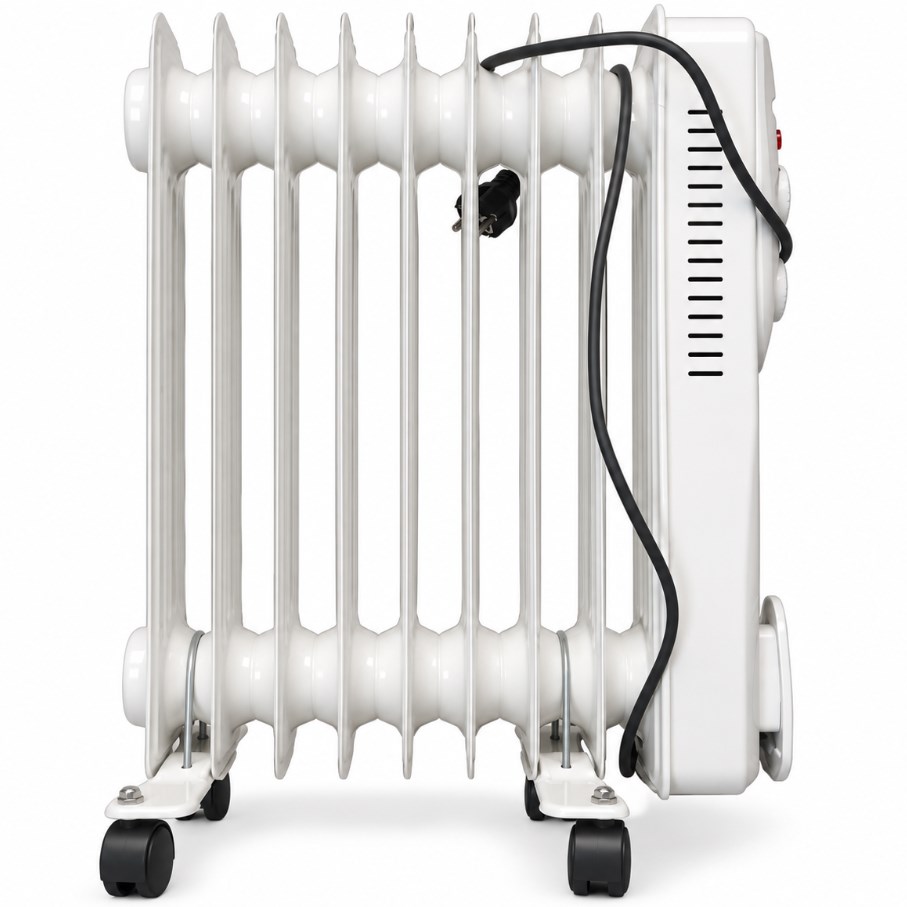 Grzejnik olejowy VIMAR NY-W1-9 2000 W – 9 żeberek, termostat, biały, na kółkach